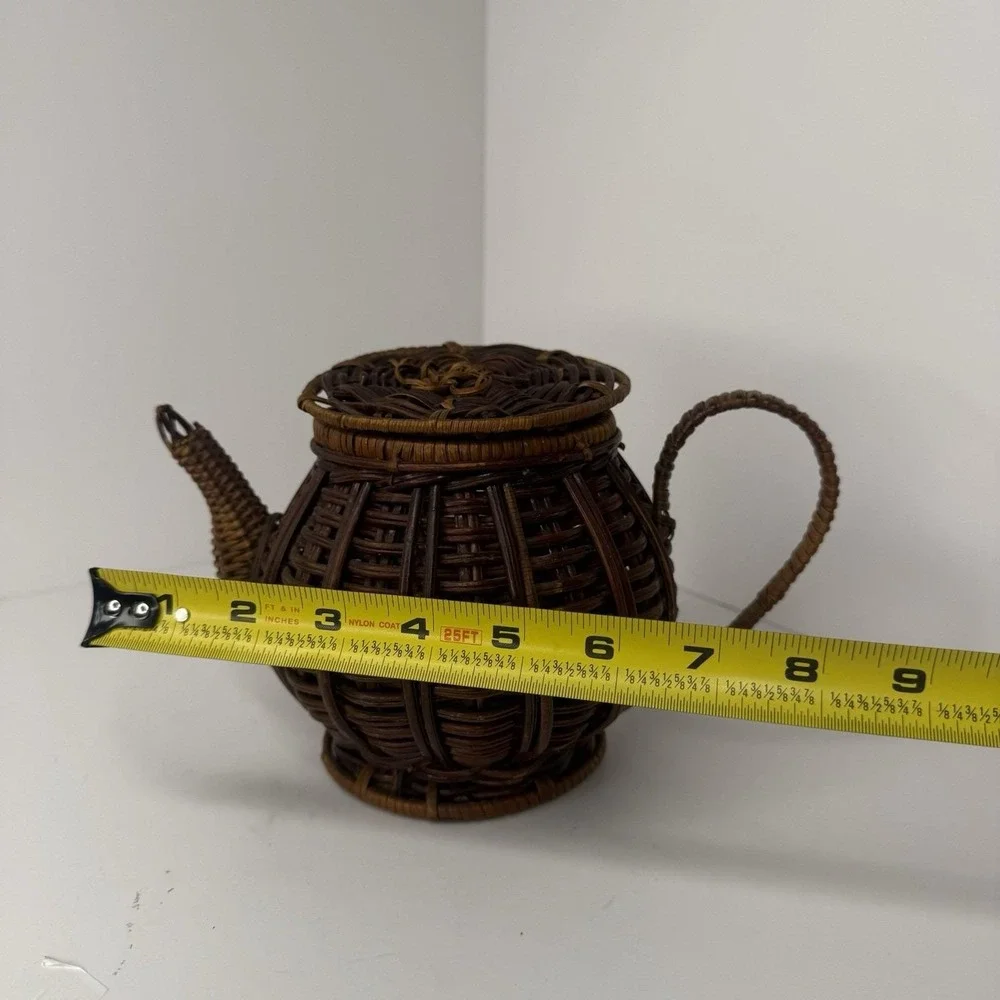 Lot of 6 Vintage Rattan,Wicker, Bamboo Handmade Baskets Boho Cottage Decor
